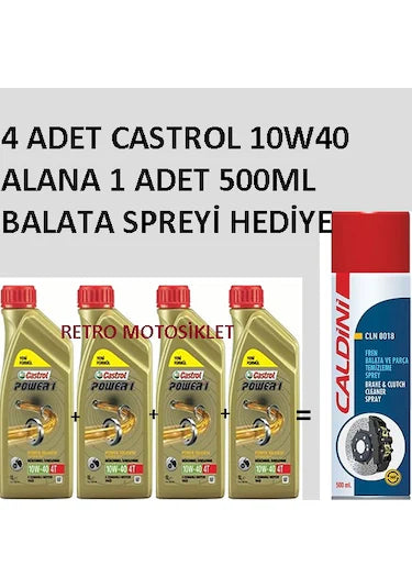 4 Adet Castrol 10W40 4t Yeni Formül +balata Spreyi