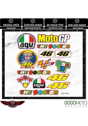 Gogo A4 Sticker Moto Gp 46 Rossi Tasarım