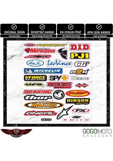 Gogo A4 Sticker Michelin Alpinestar Did Ufo Thor Tasarım